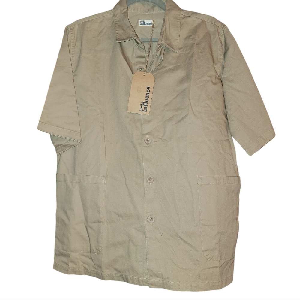 Another influence short sleeve 100% cotton cargo button-up shirt Size L